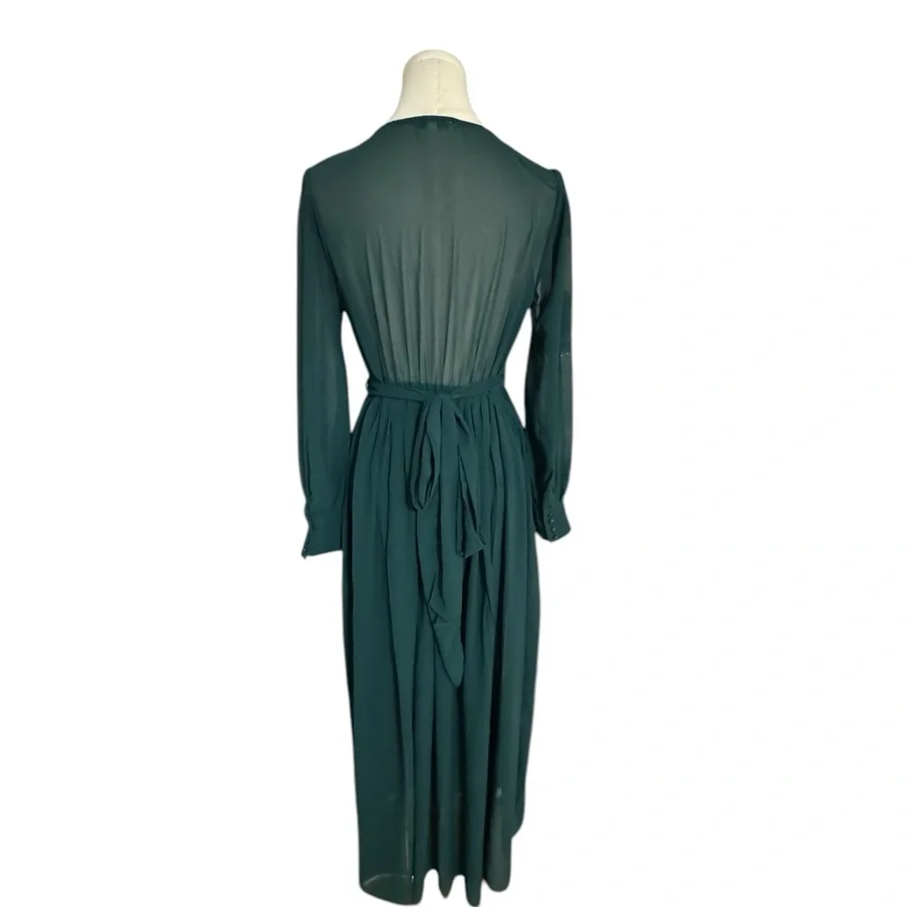 BALTIC BORN Celine Maxi Dress Hunter Green Size S Wedding Party Wrap Flowy Slits - Picture 12 of 15